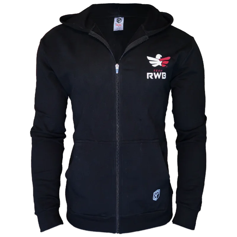 Unmatched Unisex Full-Zip Hoodie (BLACK) Hoodie with Velcro Closure Adjustable Secure