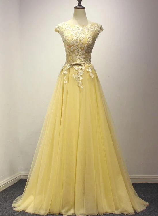 Pretty Yellow Tulle Party Dress, Yellow Formal Dress, Prom Dress Tunics Timeless classic