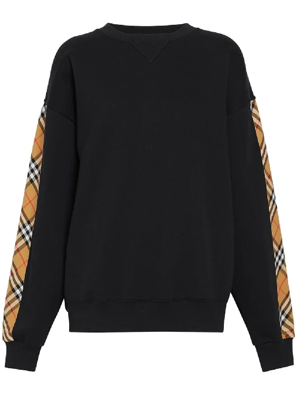 Vintage Check Detail Sweatshirt Zip Hoodie Drawstring Kangaroo Pocket