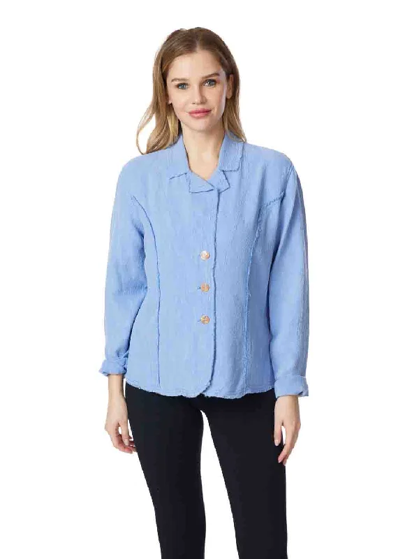Tianello TENCEL™  "Fresia" Jacquard  "Penelope" Blouse/Jacket Boat Neck Shawl Collar Notched Collar