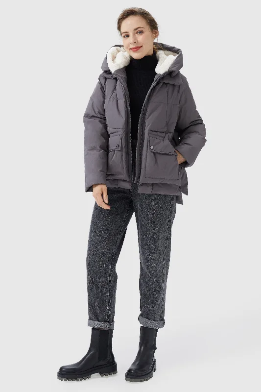 Multi-Pockets Plaid Puffer Jacket Print Jacket Jacquard Jacket Embroidered Jacket