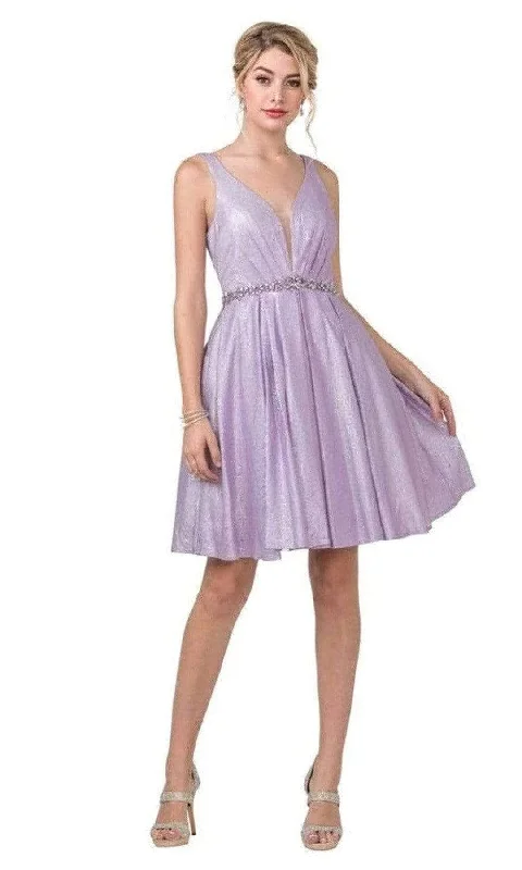 Trevi Collection - S2337 Sleeveless Glitter Embellished Cocktail Dress Tunics Silk luxurious