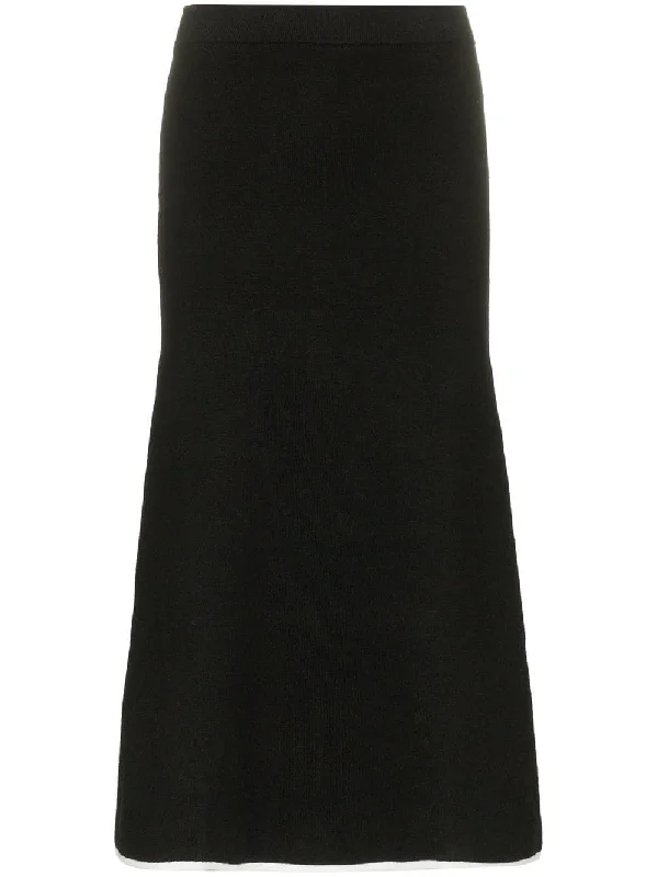 high-waisted knitted flared midi skirt denim skirt stylish