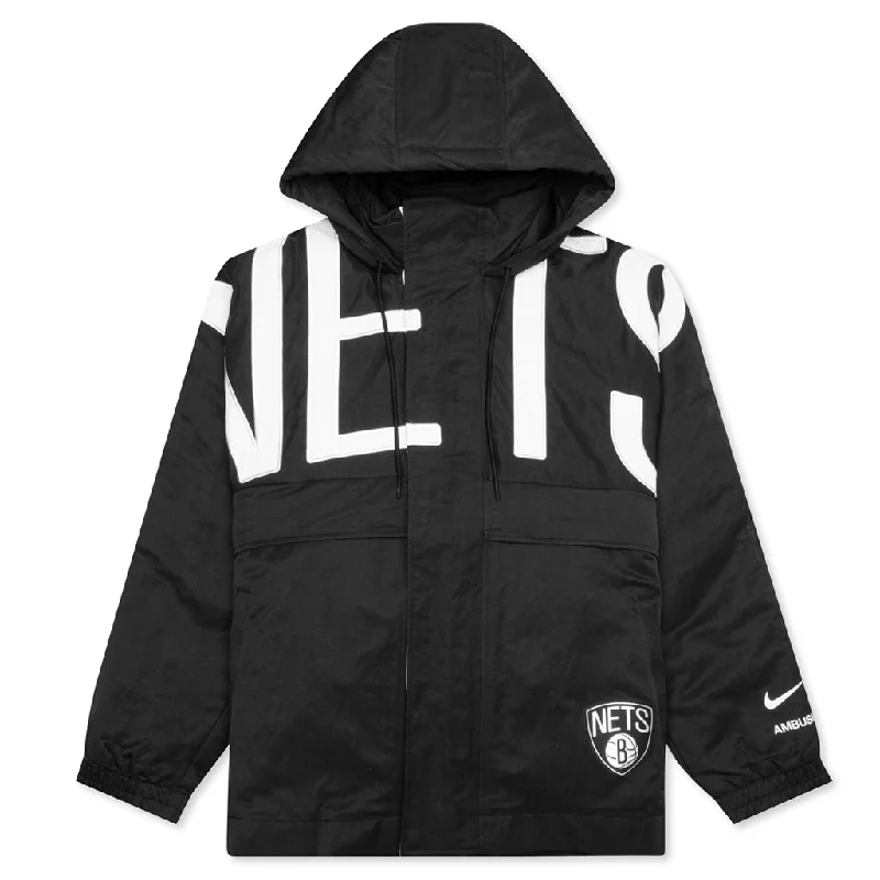 Nike x Ambush Brooklyn Nets Women's Hooded Jacket - Black Striped Jacket Polka Dot Jacket Floral Jacket