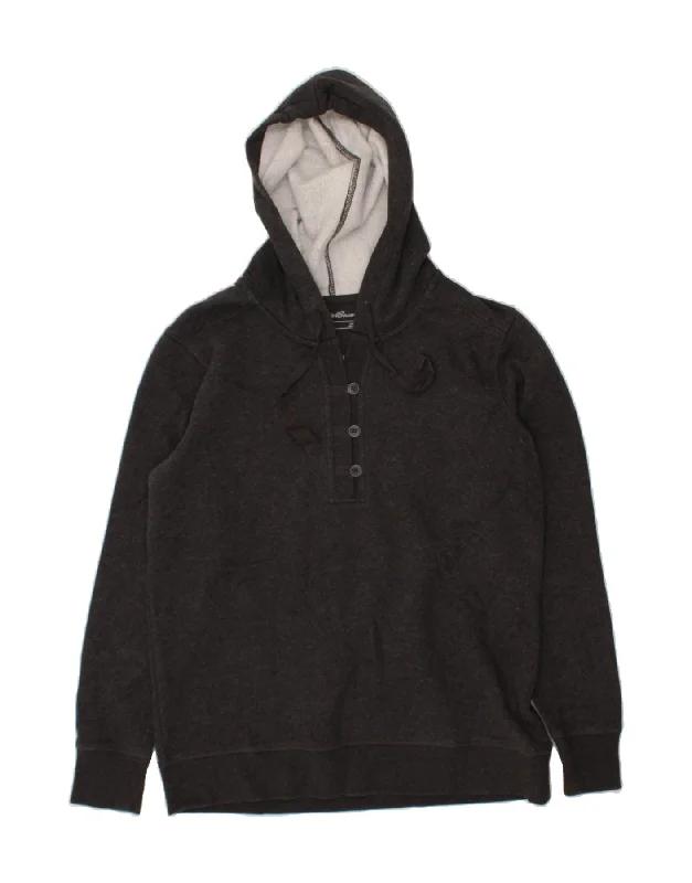 EDDIE BAUER Womens Hoodie Jumper UK 16 Large Grey Cotton Hoodie with Color Block Contrast Stylish