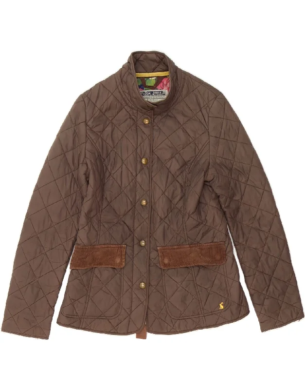 JOULES Womens Quilted Jacket UK 12 Medium Brown Jacket Blazer Coat