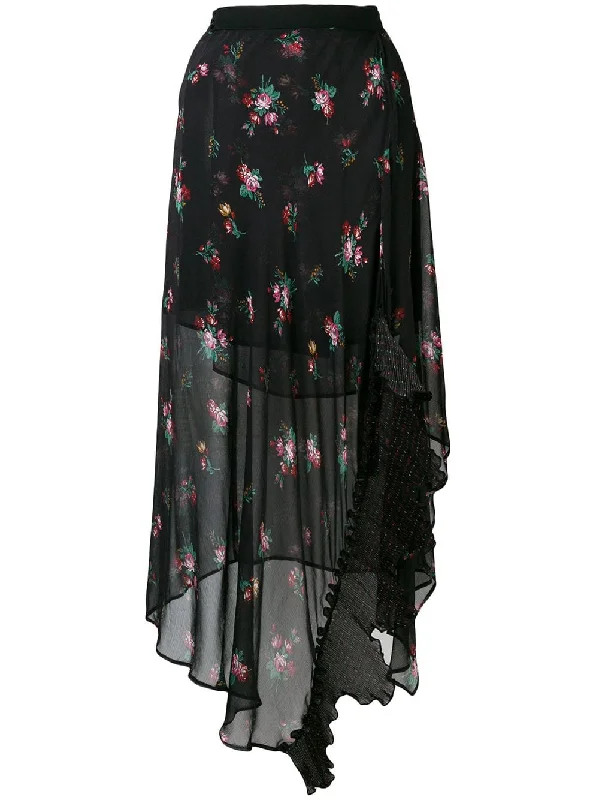 floral print ruffle skirt button skirt front