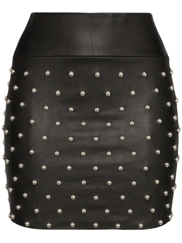 High-Waisted Stud Embellished Midi-Skirt velvet skirt luxury