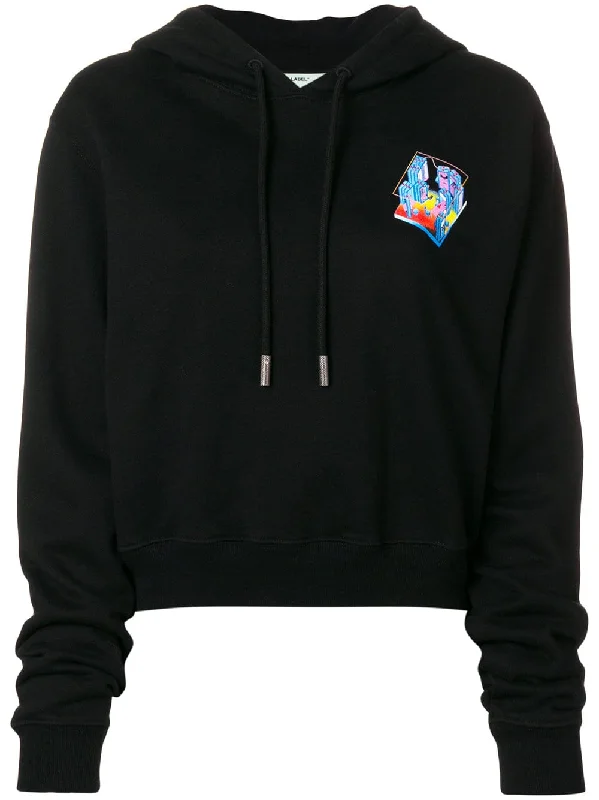 Microenvironment Crop hoodie Hoodie with Mesh Breathable Sporty