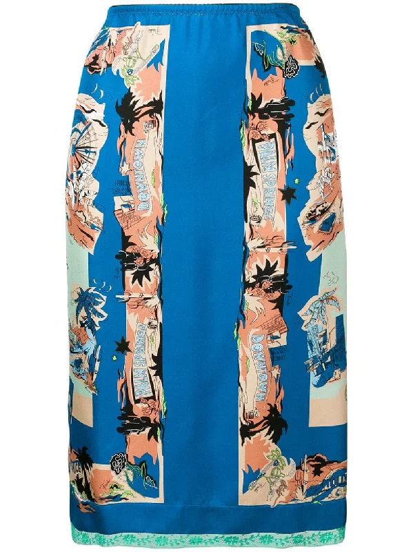 graphic print skirt ribbed skirt waist