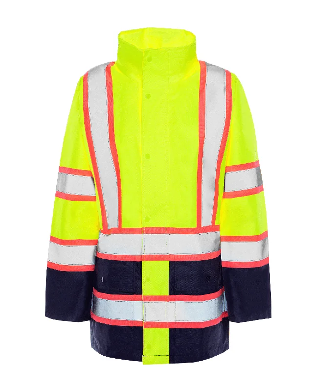 UHV825 HiVis Women's Rain Jacket Welt Pockets Slit Pockets Flap Pockets