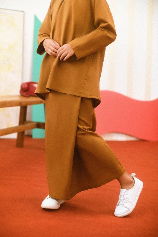 The Champions Folded Skirt - Burnt Caramel cashmere skirt rich