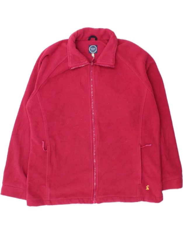 JOULES Womens Fleece Jacket UK 14 Large Pink Polyester Welt Pockets Slit Pockets Flap Pockets