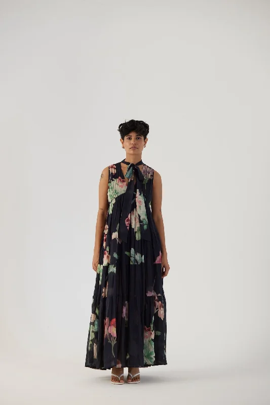 Juliet Black Tiered Dress Shift Classic Vintage