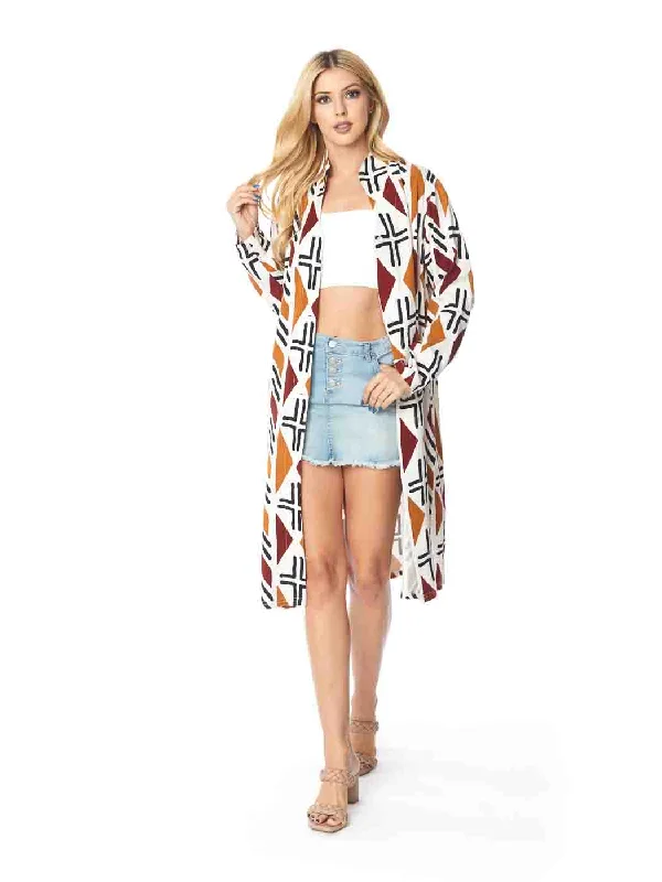 Tianello TENCEL™  Print "Soul of Africa" Long "SELENA"  Duster Jacket Oversized Jacket Tailored Jacket Straight Jacket
