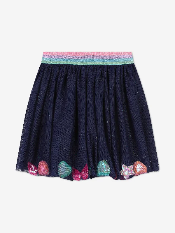 Billieblush Girls Glitter Mesh Skirt in Navy tulle skirt dreamy