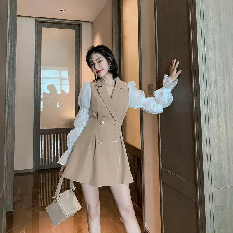 Autumn new fashion temperament lantern sleeves suits set two-piece qi aging pants 3464 Fashionable Work Pants