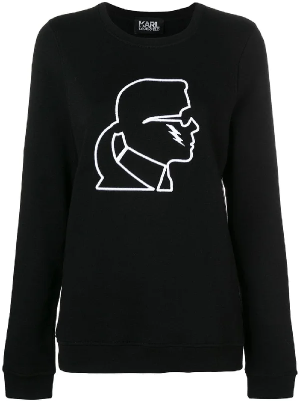 Karl lightning bolt sweatshirt Hoodie with Raw Hem Edgy Unfinished