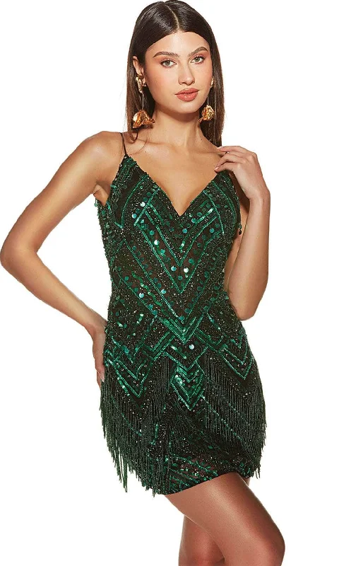 Alyce Paris 4802 - V-Neck Embellished Cocktail Dress Tunics Velvet soft