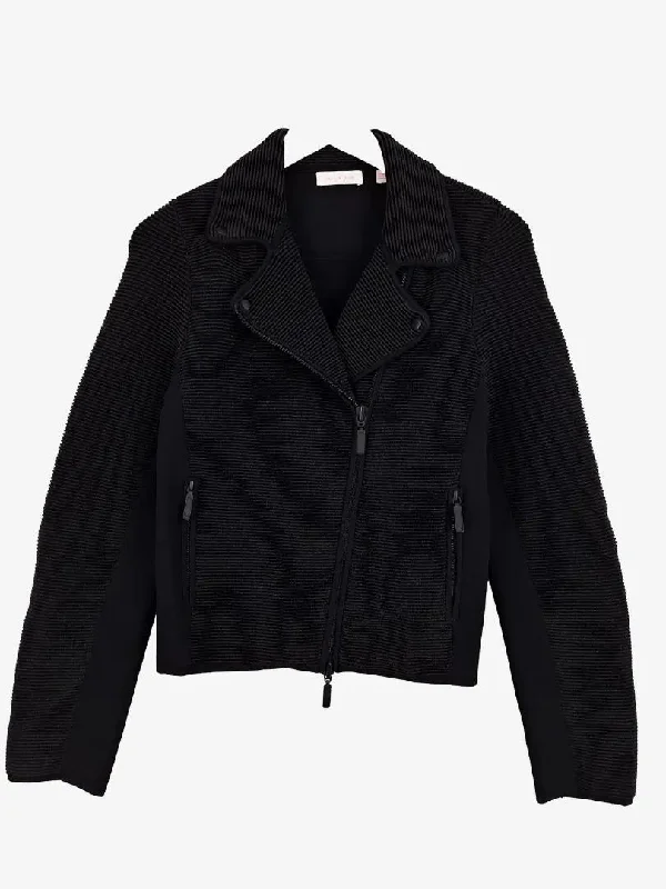 Sass & Bide Cant Slow Down Metallic Knit Biker Jacket Size XXS Cotton Fabric Linen Fabric Terry Fabric