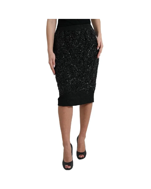 Dolce & Gabbana  Women's Black Sequin Skirt velvet skirt sumptuous