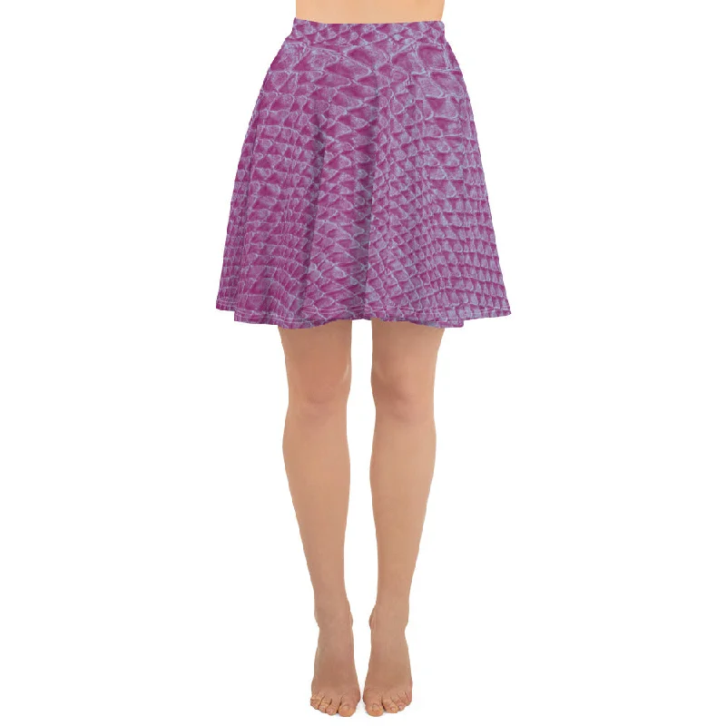 Printed purple short skirt for women linen skirt breathable