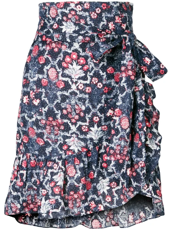 floral frill trim wrap skirt maxi skirt elegant