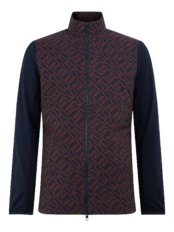 Packlight Print Golf Jacket Notch Collar Peter Pan Collar Cowl Neck