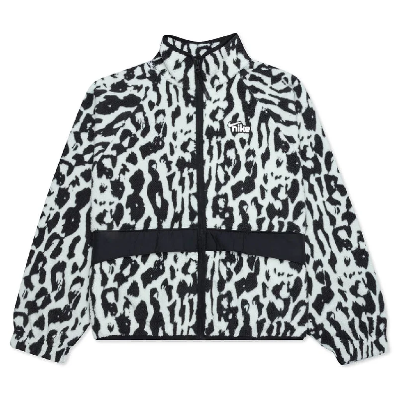 Women's Sportswear Sherpa Jacket - Dark Smoke Grey/Black Notch Collar Jacket Peter Pan Collar Jacket Cowl Neck Jacket