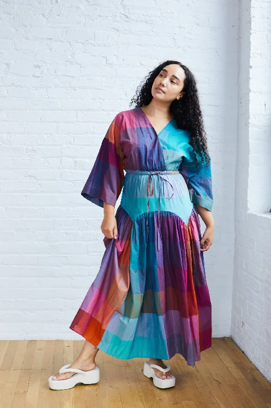 WOODSTOCK DRESS | AURA CHEX Boat Neckline Classic
