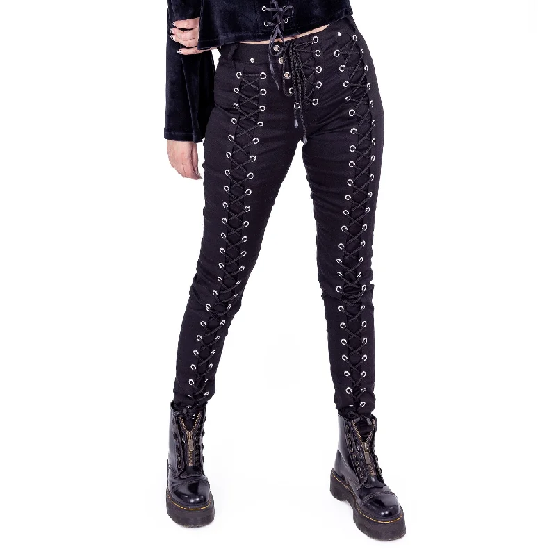 CHANTIRA PANTS - BLACK Casual Plaid Pants