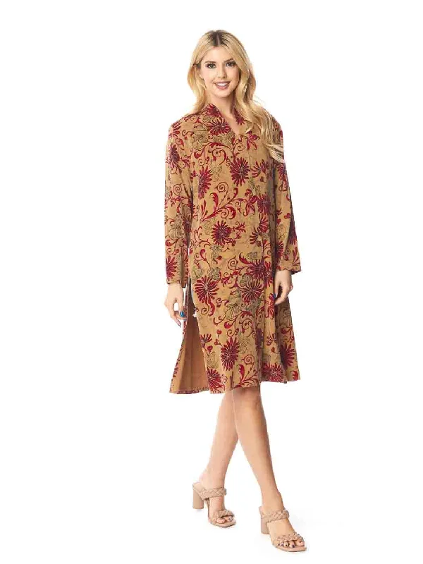 Tianello TENCEL™  Print "Asmara" Long "SELENA"  Duster Jacket-Sahara Knit Fabric Woven Fabric Fleece Fabric