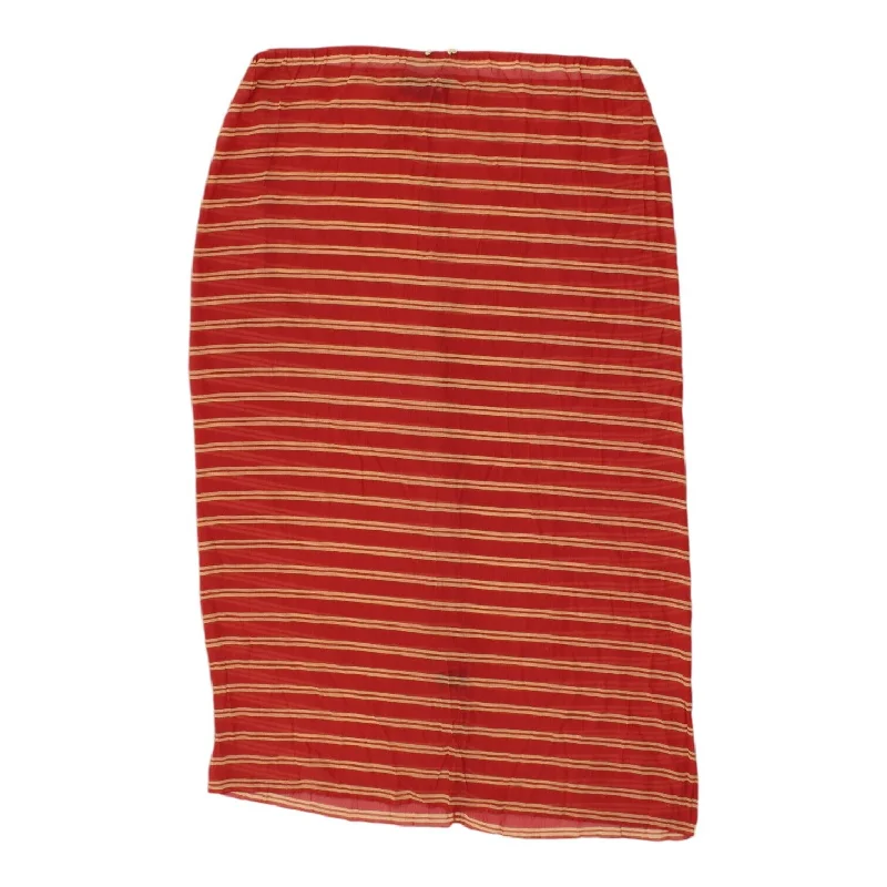 Ralph Lauren Womens Long Red Striped Skirt | Vintage Designer Lightweight VTG wool skirt sturdy
