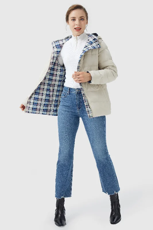 Lightweight Reversible Down Jacket with Hood Zippered Jacket Buttoned Jacket Snapped Jacket