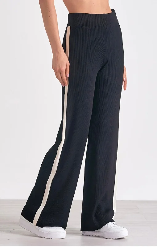 Black & White Knit Pant Formal Stretch Pants