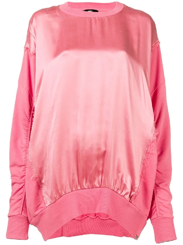 oversized satin sweatshirt Hoodie with Raw Hem Edgy Unfinished