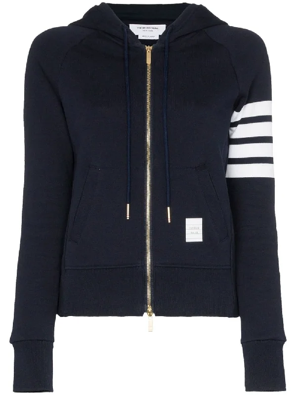 Zipped stripe hoodie Hoodie with Raglan Sleeves Sporty Comfortable