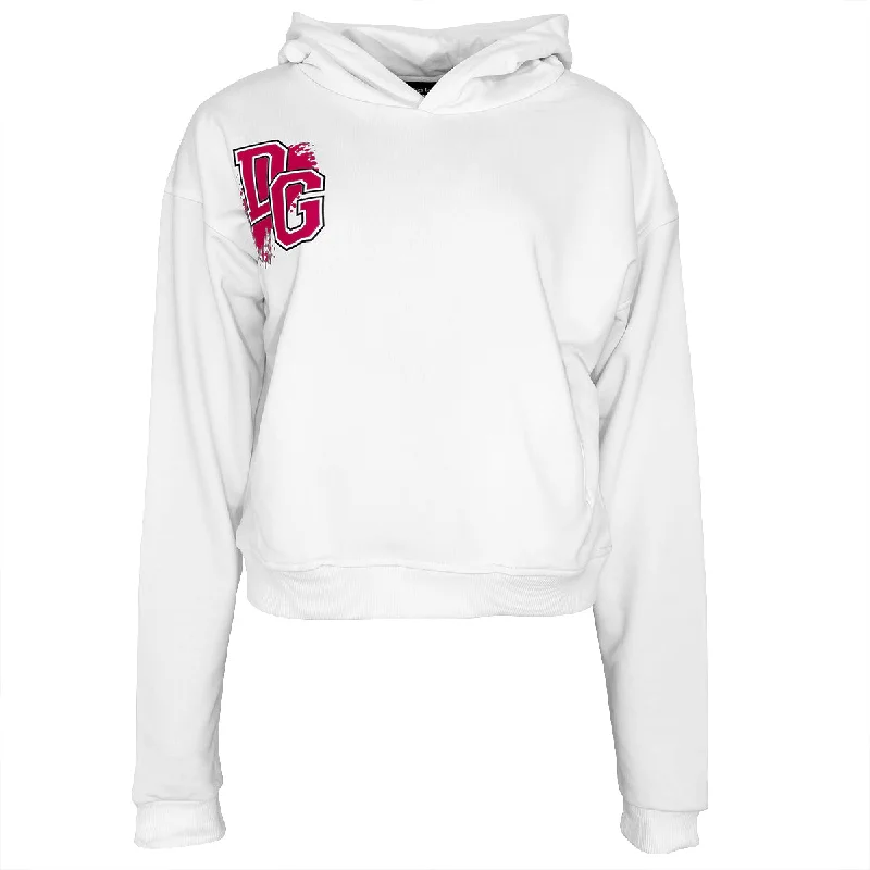 Smiley Hoodie Weiß Gelb Hoodie with Frayed Bohemian Relaxed