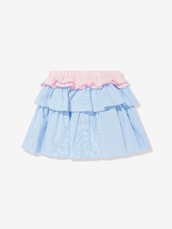 MSGM Girls Poplin Skirt in Blue lace skirt romantic