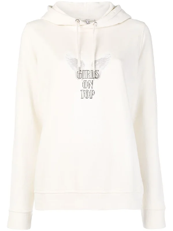 girls on top hoodie Hoodie with Distressed Vintage Worn