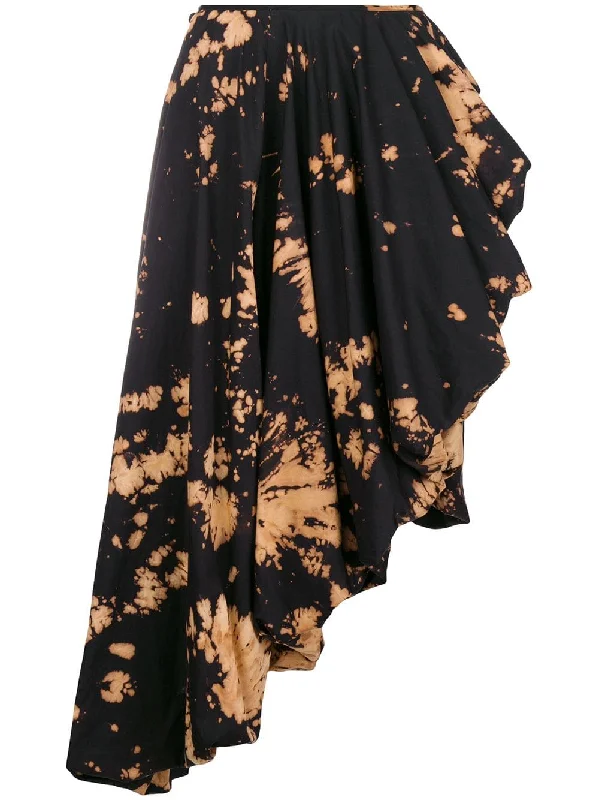bleached asymmetric midi skirt pleated skirt texture