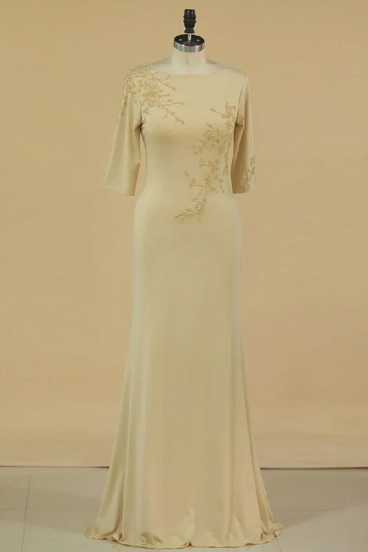 2024 Mother Of The Bride Dresses Bateau 3/4 Length Sleeve Spandex With PKR975BL