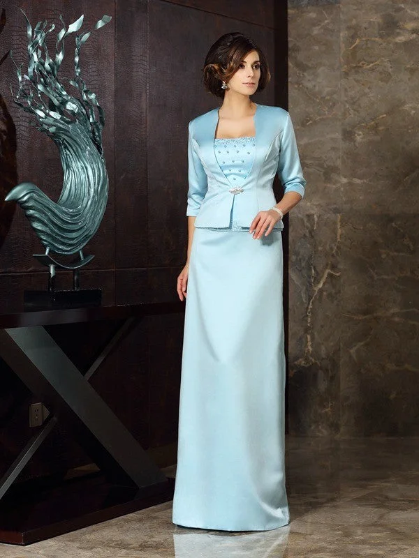 Sheath/Column Strapless Sleeveless Long Satin Mother of the Bride Dresses TPP0007363