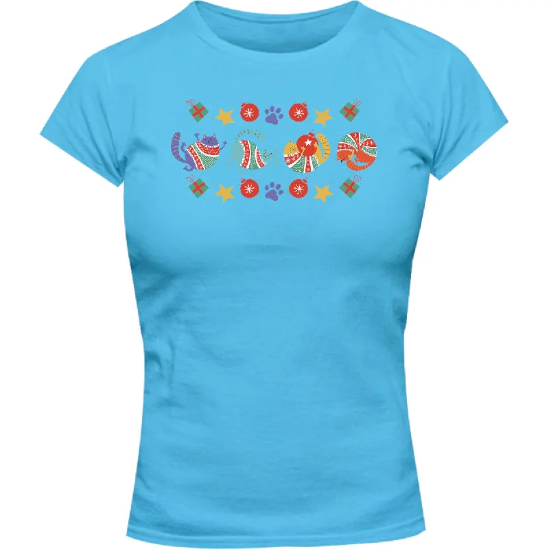 Cats in Sweaters - Ladies Slim Fit Tee Nylon Fabric Polyester Fabric Spandex Fabric