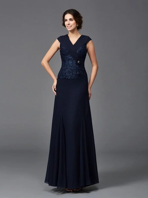 A-Line/Princess Straps Lace Sleeveless Long Chiffon Mother of the Bride Dresses TPP0007321