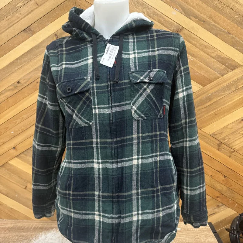 Tough Duck- Fleece lined hooded sweater- MSRP $100: Green Plaid -women-SM Layered Multi-layer Single Layer