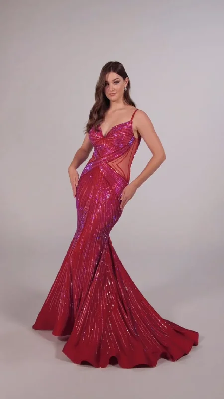 Ellie Wilde Heat Stone Illusion Prom Dress EW35001