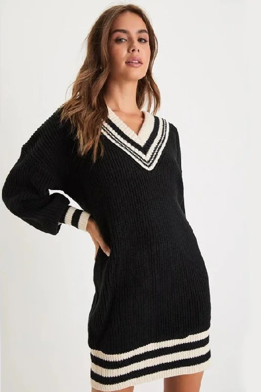 Steve Madden Colleen Sweater Dress Houndstooth Herringbone Solid