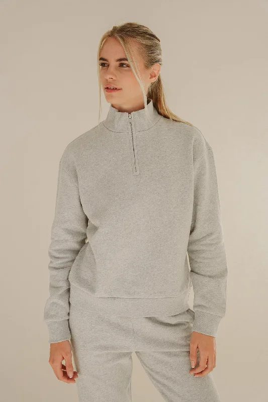 Half Zip Sweater Light Grey Jersey Fabric Tulle Fabric Batik Fabric