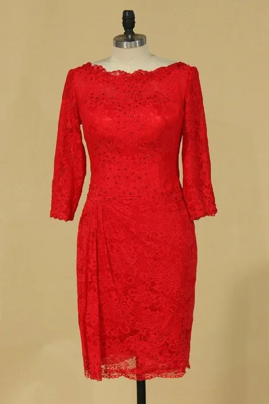 2024 Lace Scoop Mother Of The Bride Dresses Sheath P8ETL78C